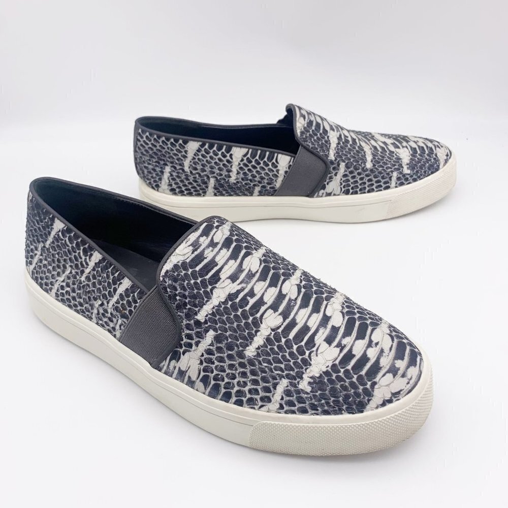 Vince Blair Snake-Print Platform Sneakers Size US 7.5 M EU 37 Black White Gray